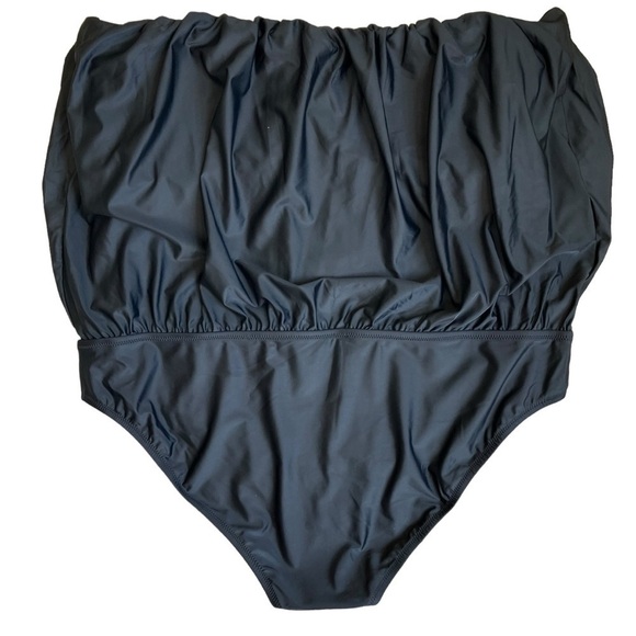 NWT J.Crew Draped Blouson One Piece Swimsuit Strapless Black Plus Size Sz 22 - Picture 9 of 16